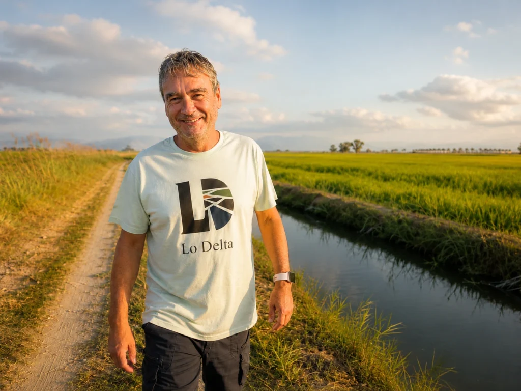 Nicolás Morales, creador de Lo Fang Club, entre arrossars del Delta de l’Ebre